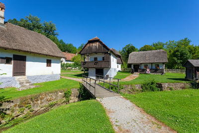 Traditional buildings of wood and rock in the village of kumrovec, birthplace of tito, croatia