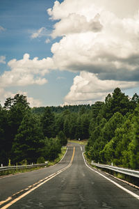 Road amidst trees against sky