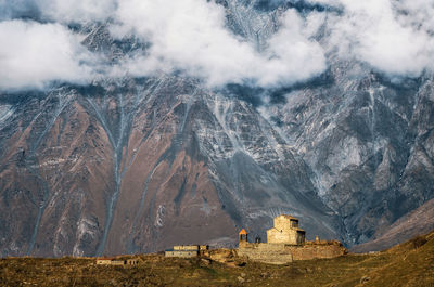 Built structure with mountains