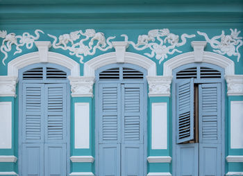 Closed door of building