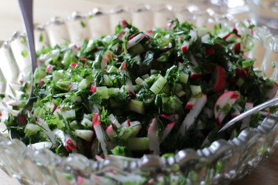 Close-up of chopped vegetables in bowl