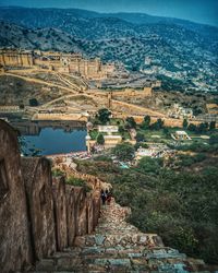 High angle view of amer fort