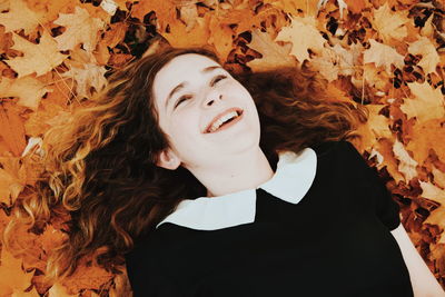 Portrait of young woman with eyes closed