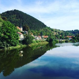 Scenic view of lake against sky