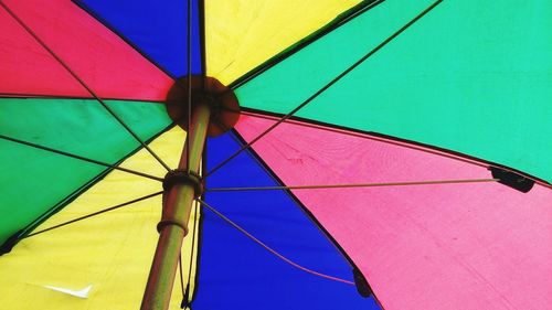 Low angle view of multi colored umbrella