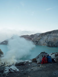 Scenic view of volcanic mountain against sky