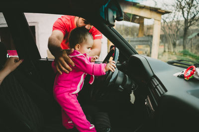 Cute girl in car