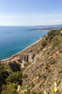 High angle view of sea against sky