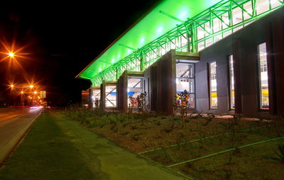 Illuminated road at night