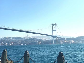 View of suspension bridge against sky