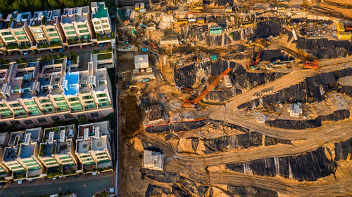 High angle view of construction site