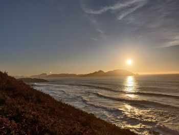 Scenic view of sea against sky during sunset