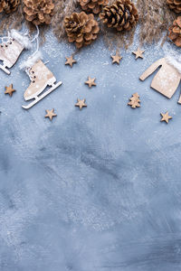 Directly above shot of christmas decoration on table