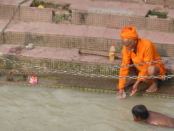 Men working in water