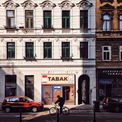 Cars parked in front of building