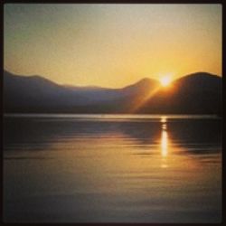 Scenic view of sunset over river