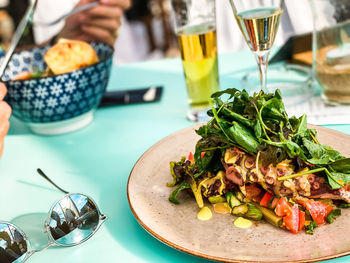 Close-up of vegetables in plate on table