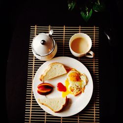 High angle view of food on table