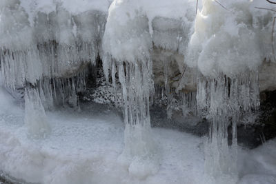 Close-up of frozen water