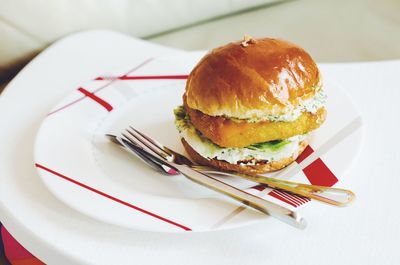 Close-up of dessert in plate on table