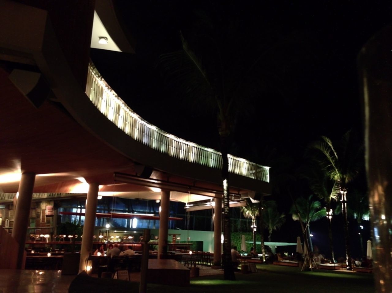 night, illuminated, architecture, built structure, architectural column, low angle view, column, building exterior, lighting equipment, indoors, no people, dark, incidental people, light - natural phenomenon, pillar, tree, sky, building, window