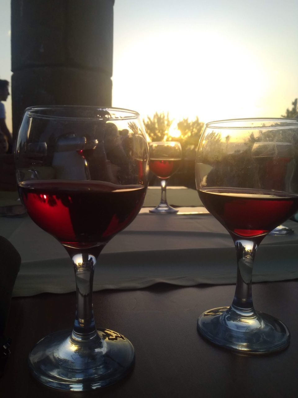 CLOSE-UP OF WINEGLASS ON TABLE