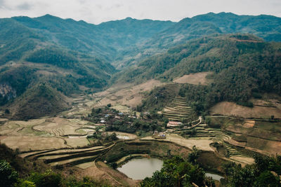 High angle view of landscape against sky