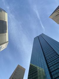 Low angle view of skyscraper against sky