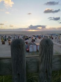 Scenic view of beach against sky during sunset