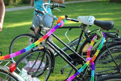 Bicycle parked in parking lot