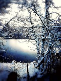 Scenic view of frozen lake against sky during winter