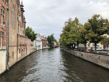 River amidst buildings against sky in city