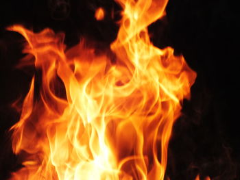 Close-up of bonfire at night