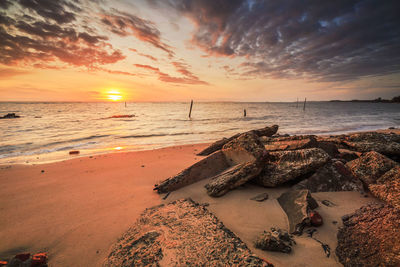 Scenic view of sea during sunset