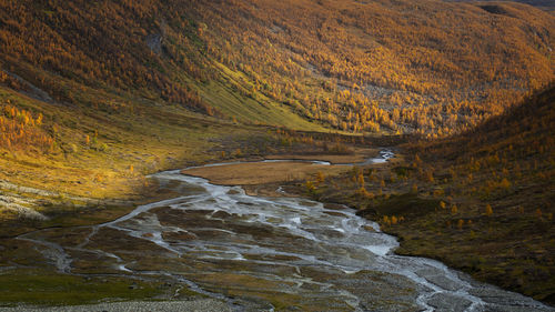 Scenic view of stream flowing through rocks