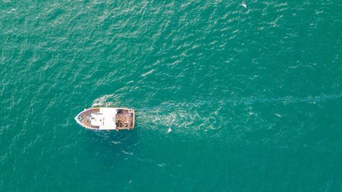 High angle view of boat in sea