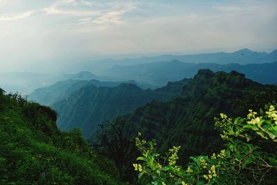 Scenic view of mountains against sky