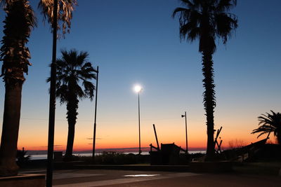 Silhouette palm trees against sky during sunset