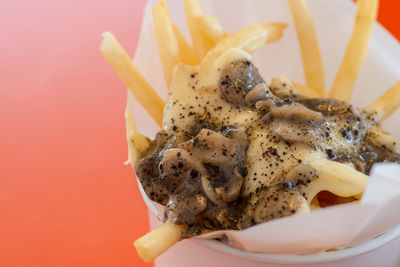 Close-up of served food in plate