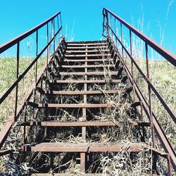 Low angle view of stairs against sky