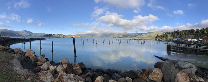 Panoramic view of lake against sky