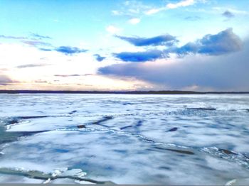 Scenic view of sea against sky during sunset