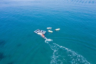 High angle view of ship in sea