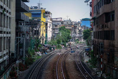 Railroad tracks in city