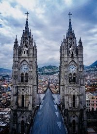 View of bell tower in city