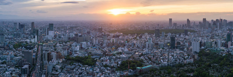 View of cityscape during sunset