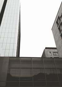 Low angle view of modern building against clear sky