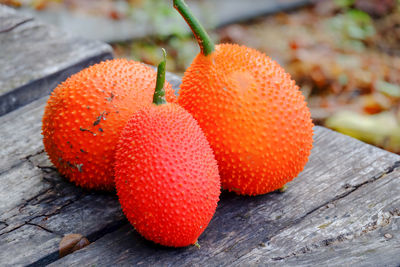 Close-up of orange fruit on table