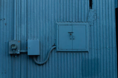 Close-up of closed blue door
