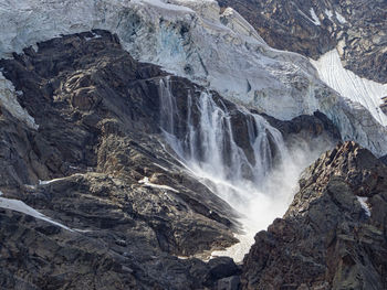 Avalanche scene in the glacier of belvedere in the italian alps